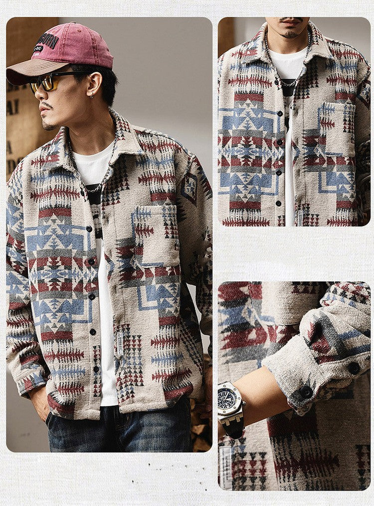 Men's Loose-Fit Geometric Print Shirt