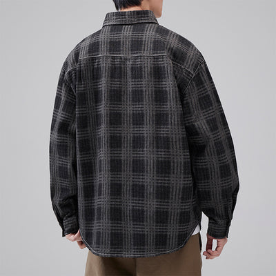 Men's Plaid Denim Shirt